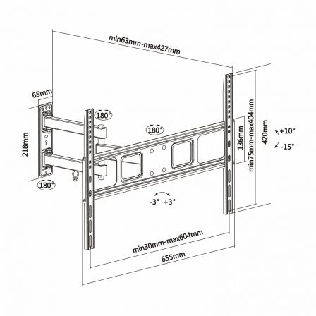 Aisens Soporte de Pared WT70TSLE-021 para TV/Monitor de 37-70 pulgadas, 35kg, Negro